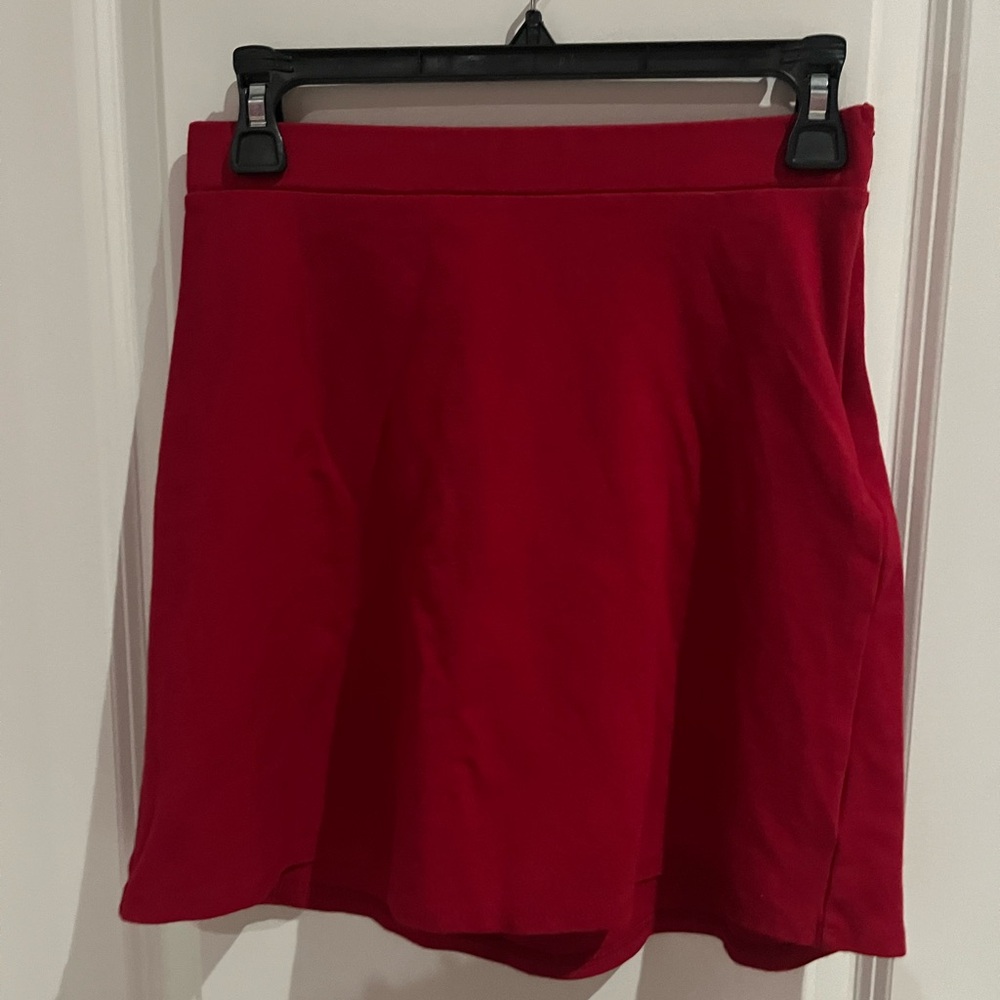 Red knee high skirt